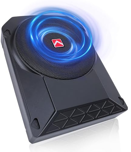 VINGVO Subwoofer för bil, 25,4 cm (10 tum), 800 W, aktiv bilsubwoofer, 2,6 ohm, ultraplat understol, subwoofer, bilar, aktiv med förstärkare, kontroll, bas, högtalare