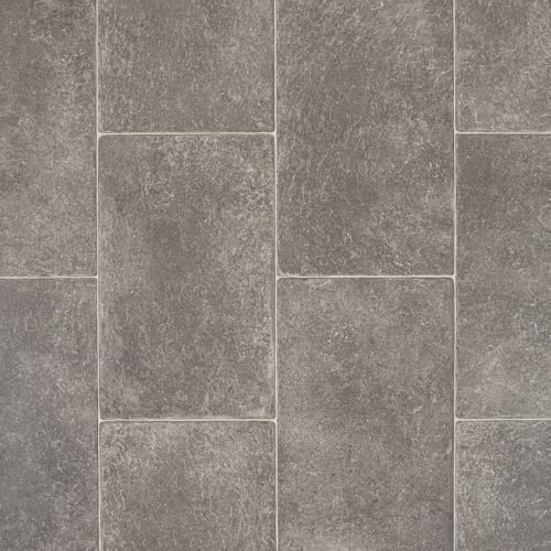 Grey Aged Stone Tile Effect Eclipse Vinyl Flooring 2mm Thick Lino Roll Bathroom Kitchen (2m Wide x 3m Long)
