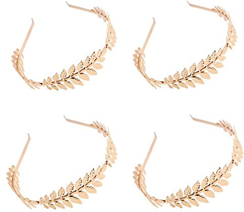 JZK 4 x Römische Göttin Blatt Blattgold Haarreif Haarband Haar Band Braut Haar Krone Leaf Tiara für Hochzeit Weihnachten Geburtstag Abschlussball Party