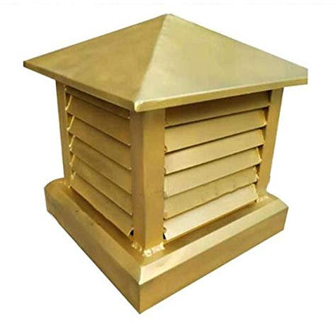 DZDZXQG Comignolo Comignolo Cappuccio in Lega di Alluminio Tappo di Scarico Quadrato Tappo di sfiato per Tetto Tappo per parapioggia Tappo Antivento (Colore: Oro, Dimensioni: 400mm)