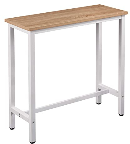 WOLTU 1x Bartisch Bistrotisch Stehtisch Esstisch, Metallgestell, Tischplatte aus MDF, Helle Eiche, 100x100x40cm(BxHxT)