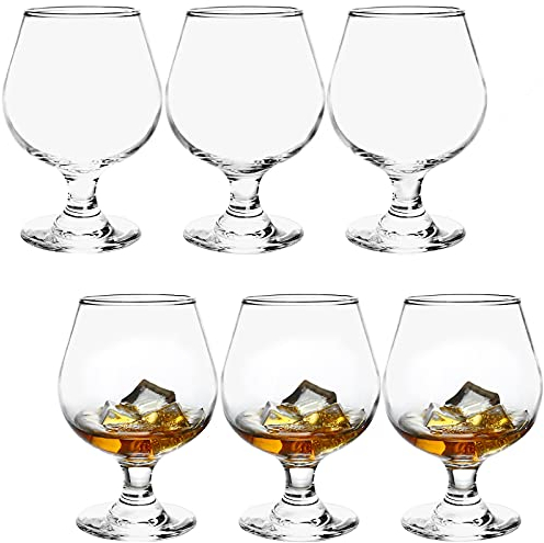 ZOOFOX 6 Pack 12 oz Snifter Whiskey Glasses, Brandy Glasses for Spirits, Clear Cognac Stemmed Glasses, Short Beer Tasting Glasses Drinking Cups, Great for Spirits Drinks