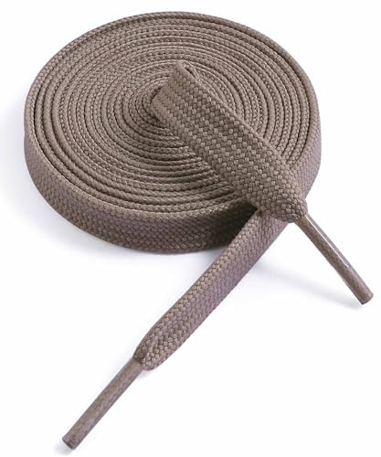 VSUDO Lacci per Scarpe Piatti 9mm a Tessitura Fine - Stringhe Doppi per Sneakers e Scarpe Sportive (1 Paio-Marrone Chiaro-120cm)
