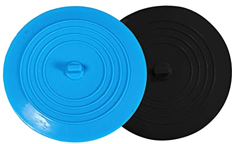 SHULLION 2 Stücke Silikon Wanne Stopper Ø15cm Badewannenstöpsel Ablaufstöpsel Universal Abflussstöpsel Silikon Abflussstopfen Silikon Universalstöpsel Becken für Küchen Badezimmer(Blau,Schwarz)