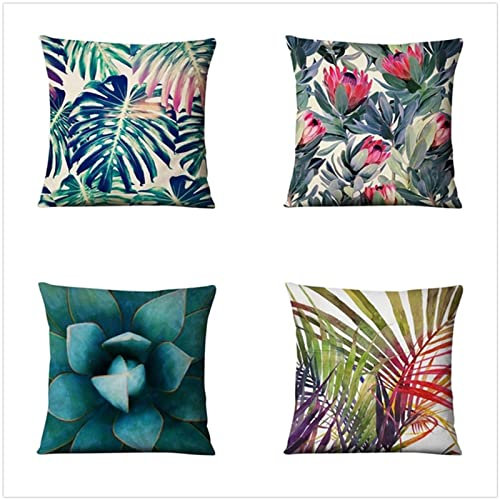 Tinnoon Kissenbezug 30x30cm 4er SetBoho Wohnzimmer Outdoor Deko, Schlafzimmer Zimmer Dekor Kissenhülle Kissenbezüge mit Verstecktem Reißverschluss, Couchkissen, Sofakissen Weinachten Blumen Pflanzen
