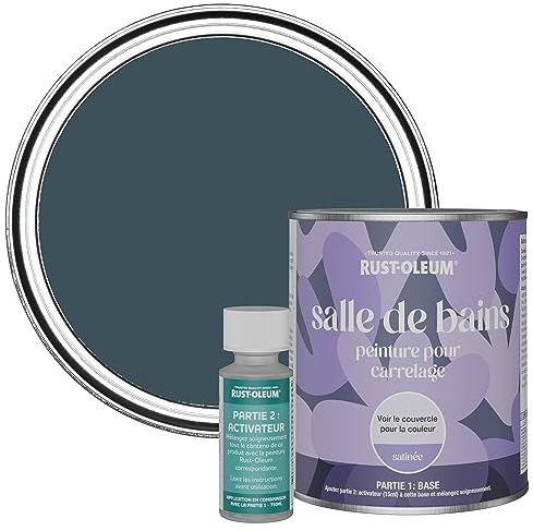 Rust-Oleum wasserfeste dunkelblau Fliesenfarbe für Badezimmer in Seidenglanz Finish - Abendblau 750ML