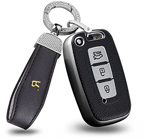ontto Autoschlüssel Hülle Schlüsselhhülle Passt für Hyundai Solaris HB20 Veloster SR IX35 Passt für Kia Sportage Forte Rio Picanto Sorento TPU Schutzhülle Schlüsselanhänger Schlüsseletui -Silber