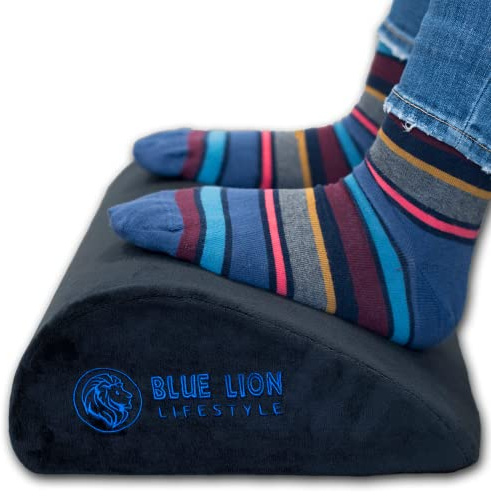 Ergonomische Fußstütze Blue Lion Schwarz 12 cm hoch - Richtige Sitzhaltung für Zuhause und Büro - Ergonomisches Fußkissen für unter Schreibtisch