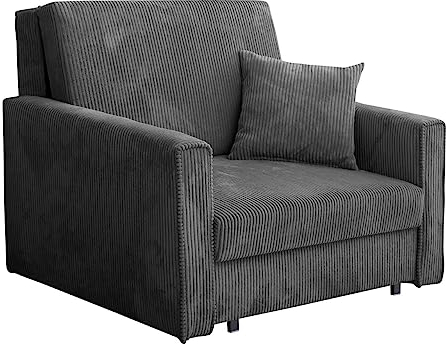 Mirjan24 Sofa Viva Bis Premium I mit Schlaffunktion, Schlafsofa, einsitzer Polstersofa mit Bettkasten, Bettsofa inkl. Kissen, Farbauswahl, Wohnlandschaft, Stoff: Cord (Poso 22)