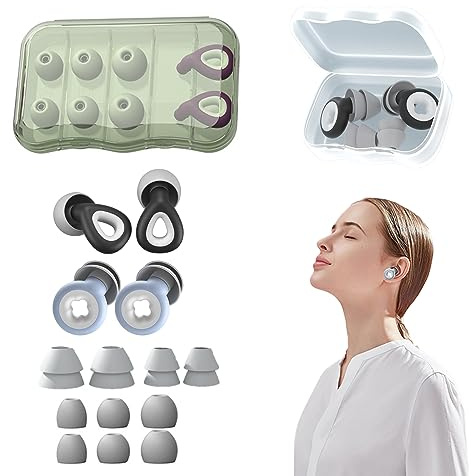 TECKI Ohrstöpsel Schlafen Set-2 Pairs of Silikon Ohrstöpsel,Ohrstöpsel Flugzeug,Gehörschutz Schlafen,Noise Cancelling Ohrstöpsel,Ohrstöpsel Schwimmen
