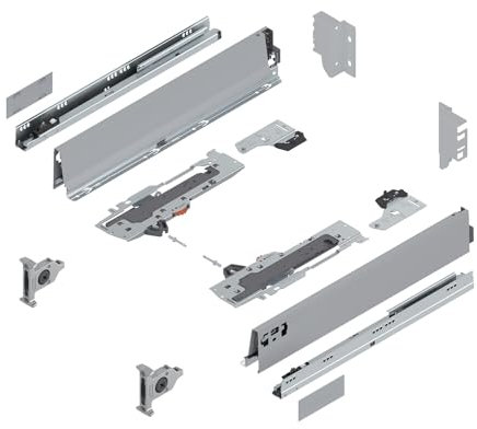siwitec Blum TANDEMBOX antaro Schubkasten M Vollauszug Grau RAL 9006 | Schubladenschiene 400 mm Nennlänge | Belastbarkeit bis 30 kg | TIP-ON Antippen | BLUMOTION Soft-Close | zum Anschrauben
