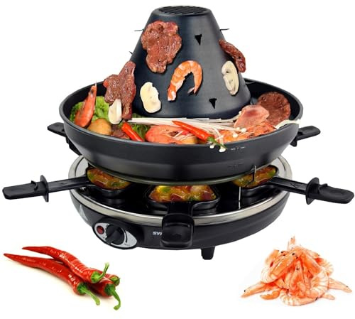 Syntrox Germany Tatarenhut für 6 Personen, Multifunktionaler Tischgrill, Antihaftbeschichtung Grill, Geselliges Grillvergnügen, 1500 Watt, Leichte Reinigung