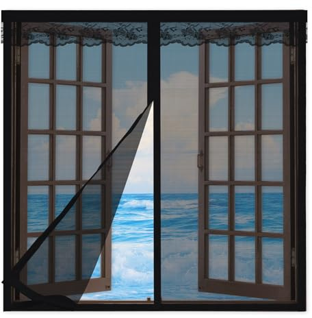 Mosquitera Ventana Magnetica 110x120cm,Mosquiteras para Ventanas Fáciles de Instalar,Cierre Automático Cortina Mosquitera Iman Ventana,Entre Aire Fresco,Negro