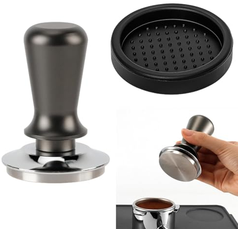 SnugZest 53mm Spring Loaded Espresso Tamper,Coffee Tamper 304 Stainless Steel Base,Barista Espresso Tamper for Cafe, Kitchen, Bakery, Tea Room(Black)