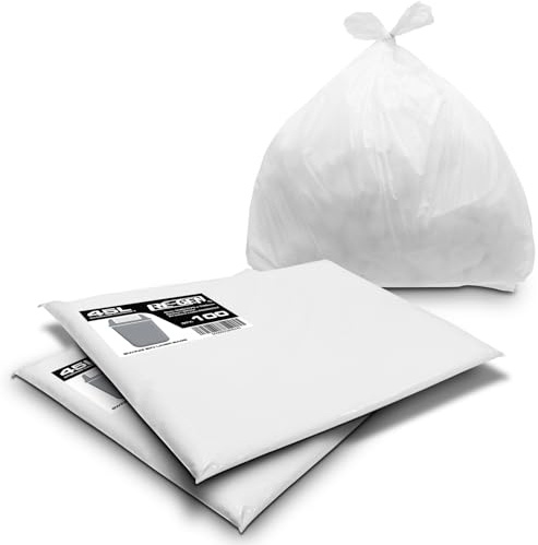RE-GEN 45L Heavy Duty Medium Kitchen, Bathroom Swing Bin Liners White Refuse Sacks (2 Pack, 200 Bags) Everyday, Office & Home Use | Premium Grade Rubbish Garbage Bags 330/575 x 740mm