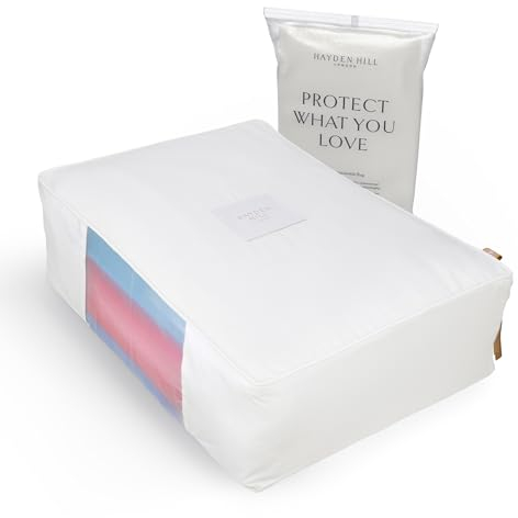 Hayden Hill Luxury Organic Cotton Sweater & Blanket Storage Bag - 20 Fits 9 Cashmere Knits or 2 Blankets - Moth Proof Garment Bag - Clothes Organiser With Zip - Carbon Neutral