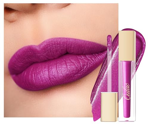 Oulac Matte Liquid Purple Lipstick for Women, Fuchsia Long Lasting Lip Gloss, Waterproof Highly Pigmented Creamy Formula Lipstick with Vitamin E, Vegan, 4.5ml (MS02)