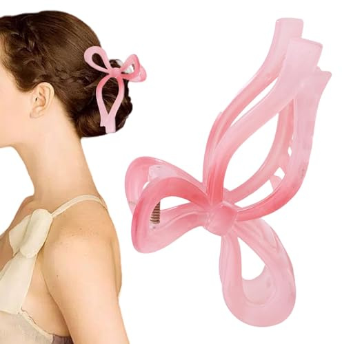 Haarspangen Schleifenclips | Schleife Haarklammer | Haarklammern Mit Schleife | Rosa Krallenklammern | Rutschfeste Krallenklammern | Stilvolle Schleifenklammern | Haarklammer-Accessoires Für Haare