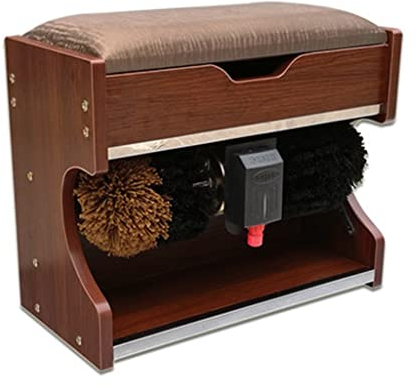 WQZStar Public Floor-Type Electric Shoe Polisher, Automatic Induction Dust Shoes Polisher, Shoe Cleaning Bfor Family Hotel Bank Public Places Electric Shoe Polisher clean (Red Oak)
