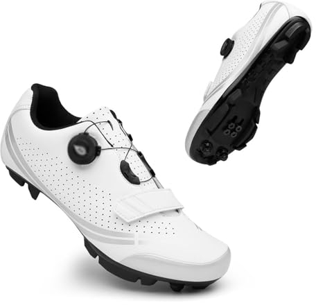 ENEN Herren Fahrradschuhe, Unisex Damen Mountainbike Schuhe Kompatible SPD 2 Schrauben mit Delta Lock Pedal, 36-47 EU Atmungsaktive MTB Radschuhe Reitschuhe