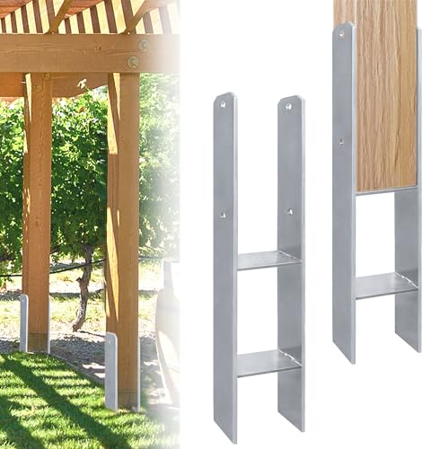 MAYTIIMO 2 Stück H-Pfostenträger 91 mm H-anker Sprühfarbe Stabile H-Bodenanker Vierkantholzpfosten Pfostenanker für Carport Zaun Überdachung Gesamthöhe 600 mm Materialstärke 5 mm
