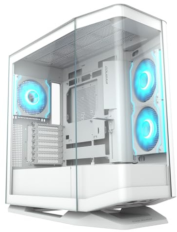 COUGAR FV270 Curved Tempered Glass PC Case | Spacious Interior for High-End Components | with Superior Airflow Design - Black (White RGB)