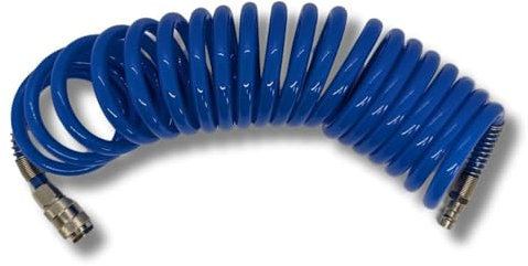 Lumonic I Tuyau spiralé en PU avec raccord rapide I 6,5mm/10mm I 5m I pour compresseurs et outils pneumatiques I flexible, résistant à l'abrasion I Rallonge d'air comprimé I Boîte