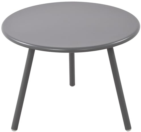 CLP Loungetisch rund Outdoor UV-beständig rund Farbe:dunkelgrau | Minot - Couchtisch mit wetterfester Kunststoffplatte und stabilem Metallgestell, vielseitig einsetzbar