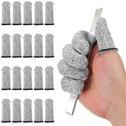 PATIKIL Protège-Doigts Résistants Aux Coupures 2,4x1 Gris 20 Pc | Manchons Réutilisables Anti-Coupures, Pour Cuisine Sculpture Jardinage