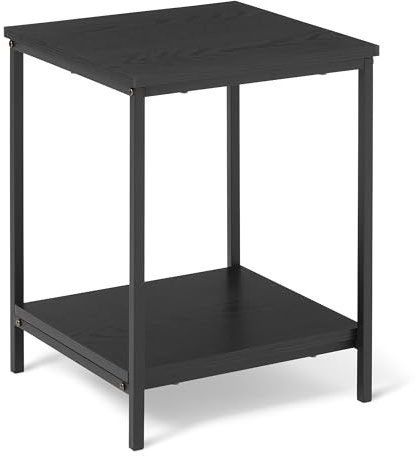 Amazon Basics Tavolino Con Ripiano Inferiore, Quadrato, Comodino Da Camera Da Letto, Tavolino Da Salotto Con Struttura In Acciaio, Facile Da Montare, 40 x 40 x 51 cm, Nero