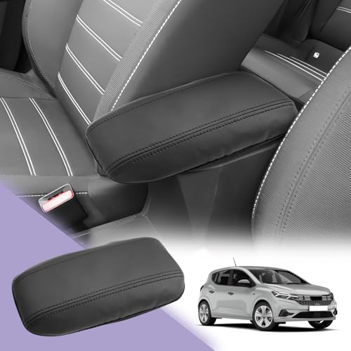LUWU Coussin d'accoudoir de voiture pour Dacia Sandero 3 / Sandero Stepway III/Jogger 2021-2023 2024 (Modèles avec accoudoirs) Housse d'accoudoir de console centrale en cuir Housse de protection auto