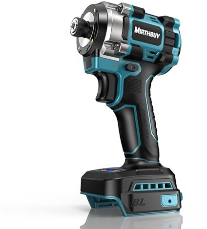 MIRTHBUY Cacciavite senza fili da 200 Nm, 18 V, avvitatore a percussione da 1/4, luce LED, compatibile con batterie Makita BL, utilizzato per montare mobili e bricolage (senza batteria, senza