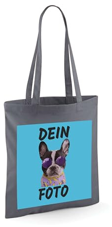 NIMAMA Tragetasche Jutebeutel Bedrucken Lassen - Mit Wunschfoto personalisiert - Einkaufstasche als Geschenk für Damen und Herren selbst gestalten