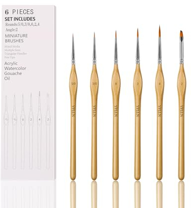 6Pcs Miniature Paint Brushes Set with Triangular Handles - for Acrylics, Oils, Watercolors & Paint by Number, Figurine