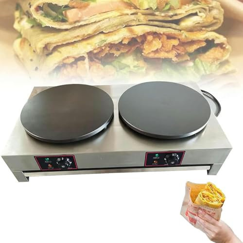 XSDAJSD Crêpière et crêpes électrique, Plaque chauffante à crêpes antiadhésive Commerciale de 40 cm, Plaque chauffante à crêpes à Puissance de feu réglable pour omelettes, Pizzas (Double tête)