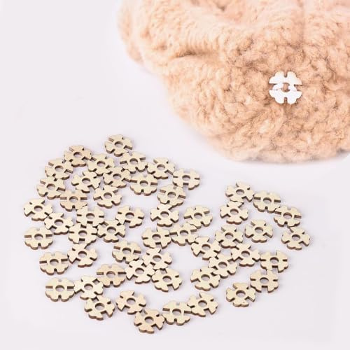 100 Stück Holzknöpfe, Bommelknöpfe Aus Holz, Pom-Pom-Knöpfe, Pompom-Halter, Removable Wooden Pom Poms Buttons, Holzknöpfe Zum Basteln, Bommelknöpfe Für Hüte Zum Annähen Selber Machen Basteln