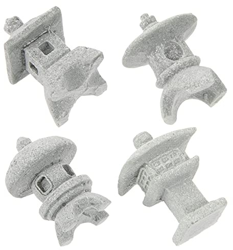 Happyyami 4 Stück Kleine Pagode Feengarten-Ornamente Im Freien Mini-Zen-gartendekoration Pagodengartenstatue Figuren Mini-Stein Miniaturen Zen Garten Mini-pagode Gartenzwerg Sandstein Grey