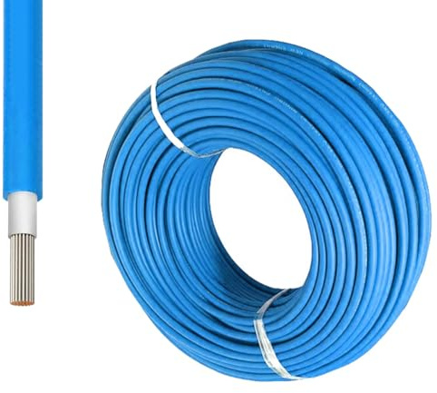 MANAX Câble solaire de 6 mm², résistant aux UV, flexible, câble photovoltaïque, câble PV, câble de raccordement solaire pour panneau solaire et onduleur, durable (bleu, 25 m)
