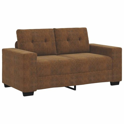 vidaXL Kompakt Brun Tvåsitssoffa För Modernt Vardagsrum Bekväm 2 Sits Couches Fläckresistent Klädd Hållbart Träram Nutida Design Idealiskt för Små Utrymmen