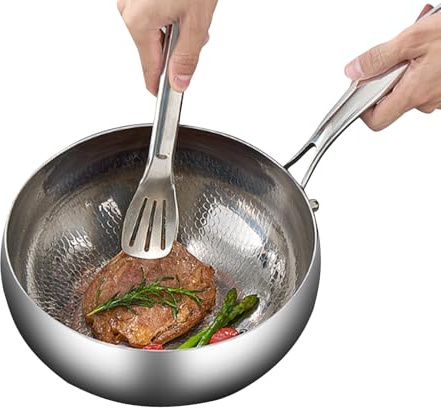 Rrlihjgu Sartén Wok de Cocina | Sartén de Inducción con Tapa,Revestimiento de Titanio Calentamiento Rápido Utensilios de Cocina, Antióxido para Uso Doméstico Restaurante Exterior