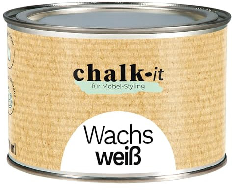 chalk-it Möbelwachs 400ml Weiss Möbelschutz Holzwachs Pflege Wachs Kreidefarbe Möbelpflege & Holzschutz mit Bienenwachs Finish Versiegelung Vintage Shabby Chic