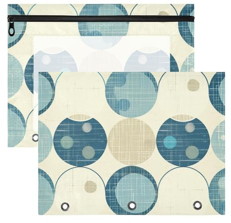 Foiosoh Carpeta para lápices, carpetas multiusos de bolsillo para carpetas de 3 anillos, paquete de 2 unidades, suministros universitarios, círculos, beige, sin costuras