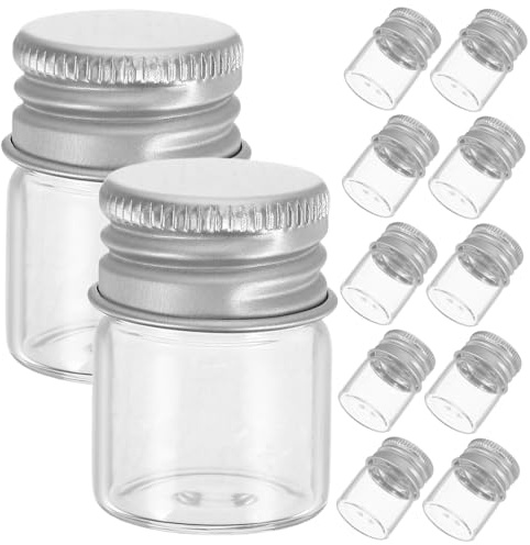 ULTECHNOVO 12pcs Glass Jar Storage Containers with Aluminum Stoppers Sealed Food Storage Jars for Cereal and Sand for Gift and Decoration
