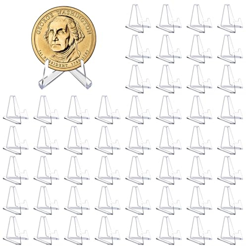 XHYASD 50 stycken kortstativ, mini transparent akrylstativ för mynt, fickur, medaljer