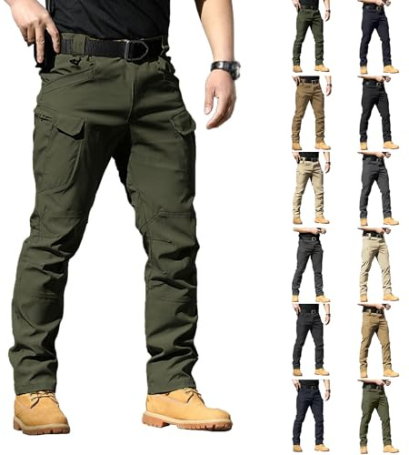 Generisch Wanderhose Herren wasserdichte Cargohose Outdoor Hosen Arbeitshosen Männer Leichte Freizeithose Mit Seitentaschen Ripstop Taktische Trekkinghose Tactical Hose Mit Multi Taschen