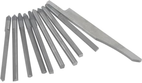 Koolenry 10 Cuchillos de Acero de Tungsteno para Tallar, Herramientas para Grabar Joyas, Brocas de Corte para Grabado de Neumático.