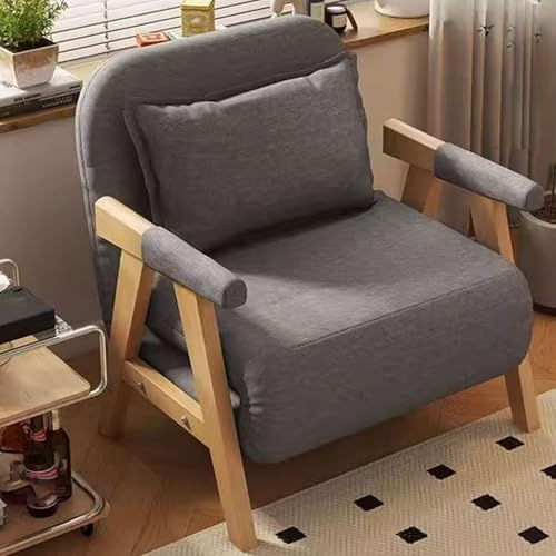 Sofá Cama Convertible Sillon Cama 1 Plaza Plegable Butaca De Salón 3 en 1 con Almohada Y Reposabrazos Respaldo Ajustable en 5 Posiciones 62 X 60 X 85 Cm(Dark Gray)