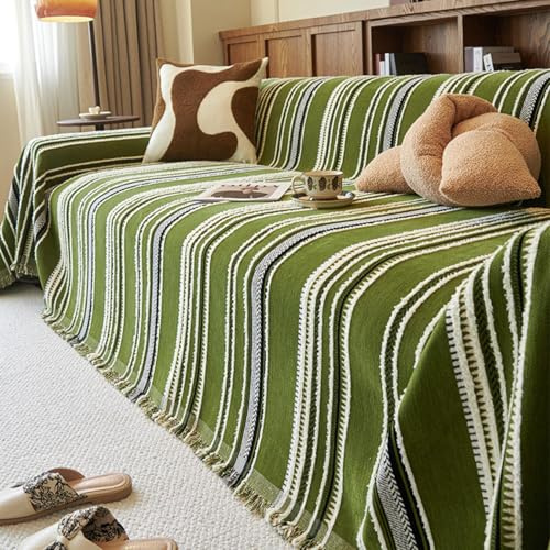 Sofftäck Mjuka och Hållbara Sofatäck Modern Sofaöverdrag för 1-4 Platser Halkskyddande Filt Möbelskydd Lämpligt för Alla Årstider green 180X480cm/70.87X188.98In