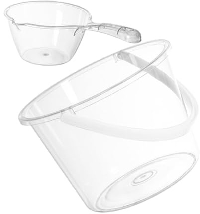 FRCOLOR Seau à Laver Transparent 2 Pièces En Plastique Réutilisable Avec Poignée, Grosse Capacité, Usage Domestique Et Salle De Bain, Pratique Pour Garçon Et Filles Et Famille