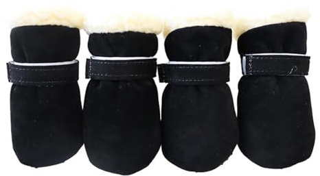 AYXAMO Hundeschuhe, Antirutschsocken Hund 4 Teile/Satz Winter Warme Haustier Hund Schuhe Dicke Anti-Slip Schnee Stiefel for Kleine Hunde Katzen Welpen Chihuahua Socken Booties Pet(White,L)